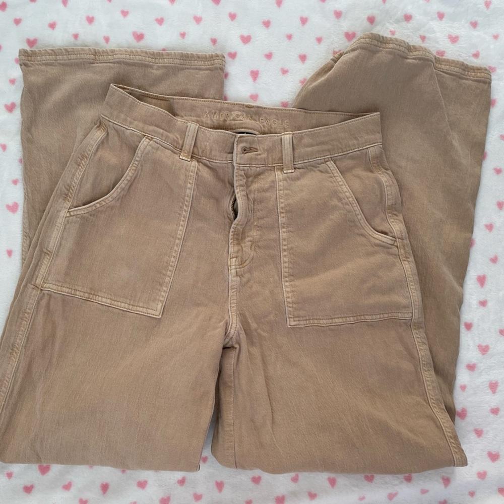 American eagle tan wide leg carpenter pants